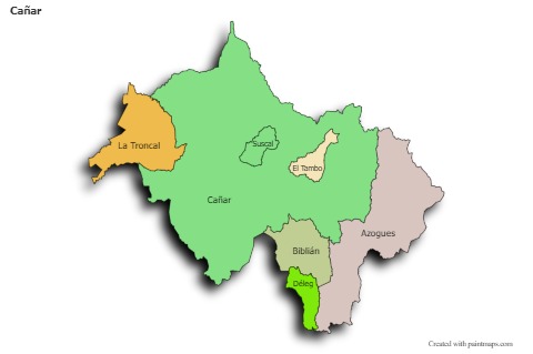 Sample Maps for Cañar (colored,shadowy)