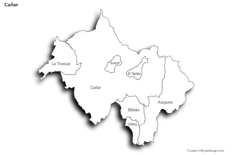 Sample Maps for Cañar (black-white,shadowy)