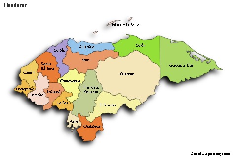Mapas de muestra para Honduras (coloreado,sombrío)