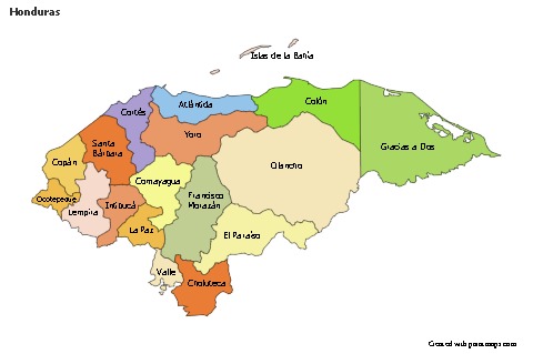 Mapas de muestra para Honduras (coloreado)