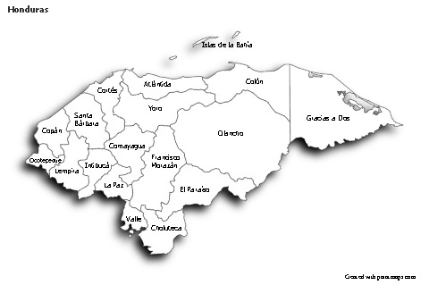 Mapas de muestra para Honduras (blanco-negro,sombrío)