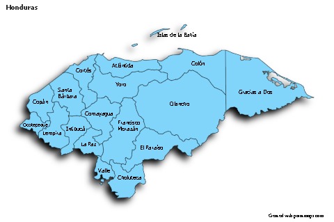 Mapas de muestra para Honduras (azul,sombrío)
