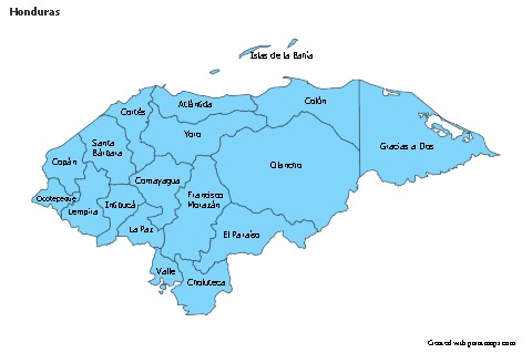 Mapas de muestra para Honduras (azul)