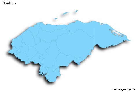 Mapas de muestra para Honduras (azul,contorno,sombrío)