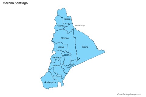 Mapas de muestra para Morona Santiago (rosa,contorno)