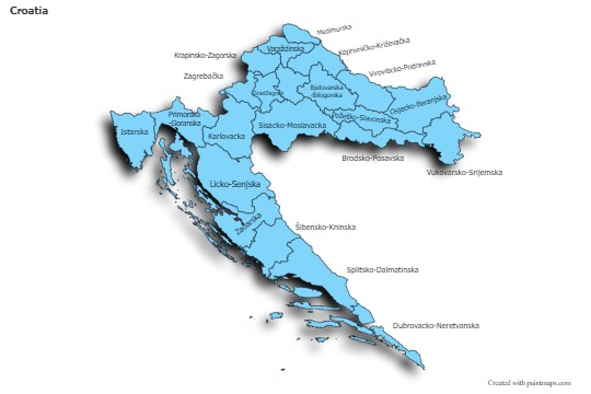 Sample Maps for Croatia (blue,shadowy)