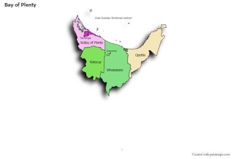 Contoh Peta untuk Bay of Plenty (berwarna,bayangan)
