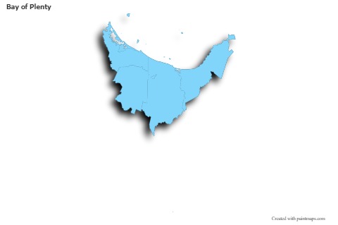 Contoh Peta untuk Bay of Plenty (biru,garis luar,bayangan)