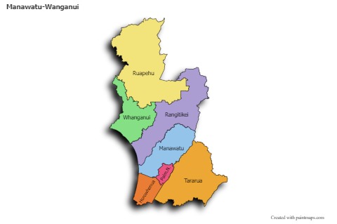 Mapas de muestra para Manawatu-Wanganui (coloreado,sombrío)