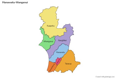 Mapas de muestra para Manawatu-Wanganui (coloreado)