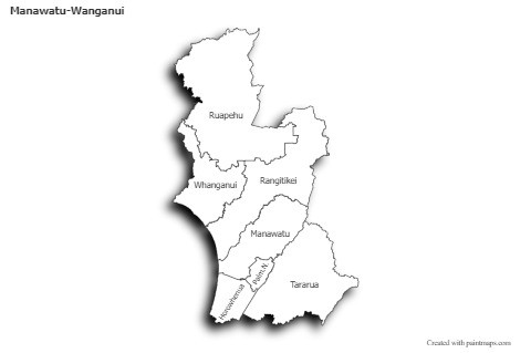 Mapas de muestra para Manawatu-Wanganui (blanco-negro,sombrío)