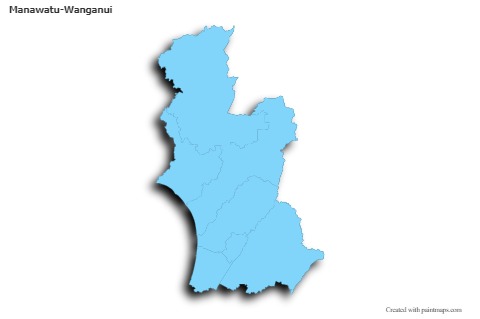 Mapas de muestra para Manawatu-Wanganui (azul,contorno,sombrío)