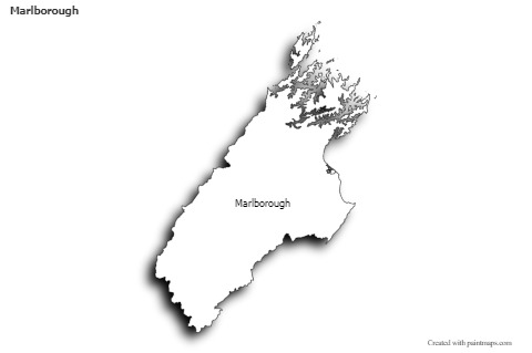 Contoh Peta untuk Marlborough (hitam-putih,bayangan)