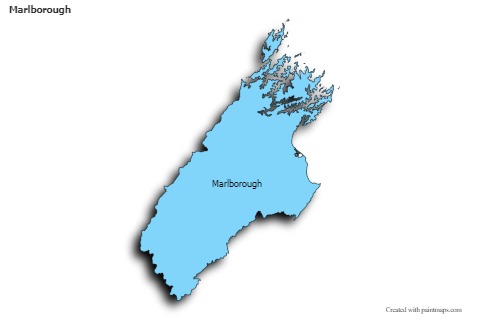 Contoh Peta untuk Marlborough (biru,bayangan)
