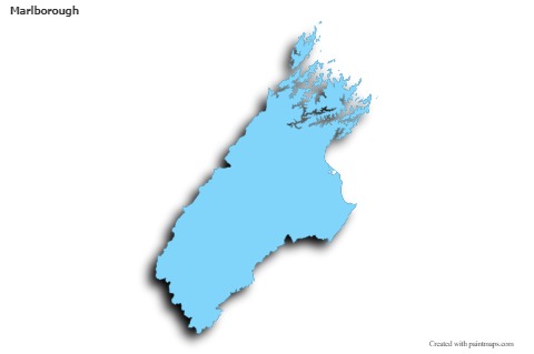 Contoh Peta untuk Marlborough (biru,garis luar,bayangan)