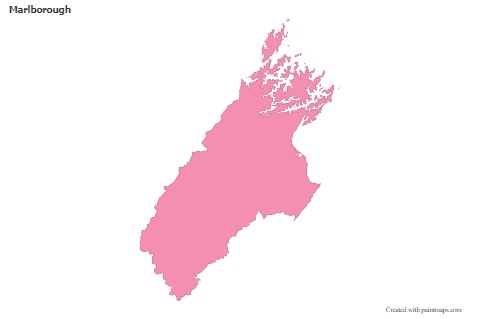 Contoh Peta untuk Marlborough (merah jambu,garis besar)