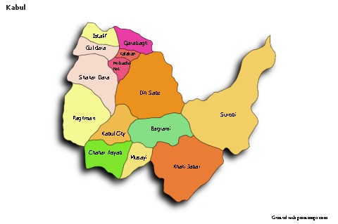 Sample Maps for Kabul (colored,shadowy)