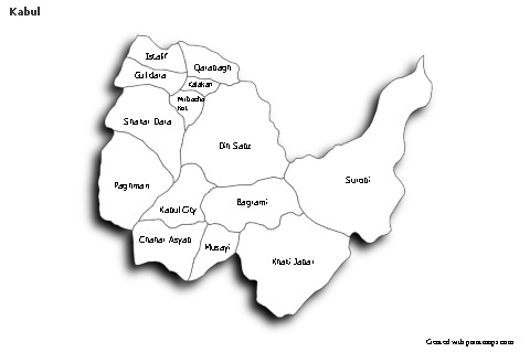 Sample Maps for Kabul (black-white,shadowy)