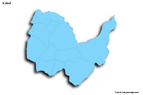 Sample Maps for Kabul (blue,outline,shadowy)