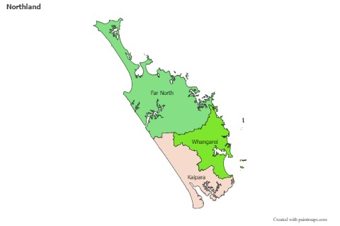 Contoh Peta untuk Northland (berwarna)