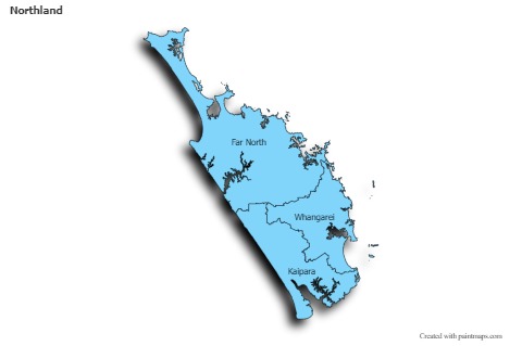 Contoh Peta untuk Northland (biru,bayangan)