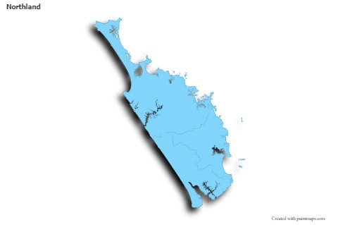 Contoh Peta untuk Northland (biru,garis luar,bayangan)