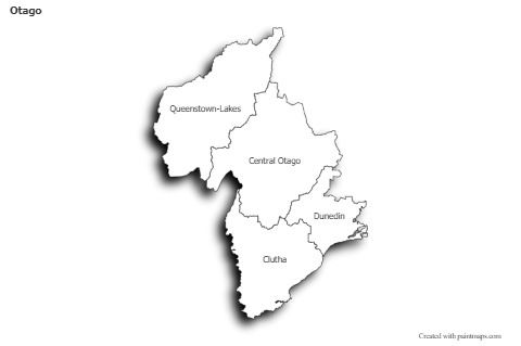 Otago için Örnek Haritalar (siyah-beyaz,gölgeli)