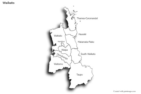Sample Maps for Waikato (black-white,shadowy)