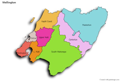 Contoh Peta untuk Wellington (berwarna,bayangan)