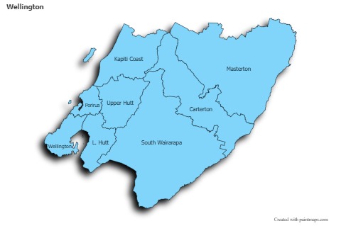 Contoh Peta untuk Wellington (biru,bayangan)