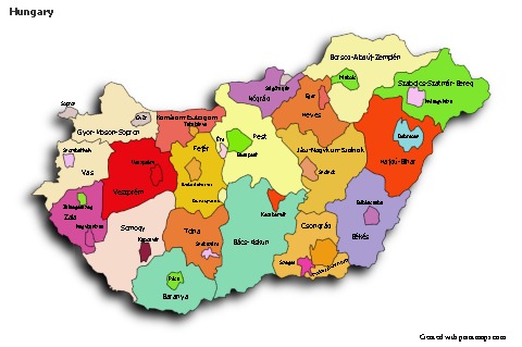 Sample Maps for Hungary (colored,shadowy)