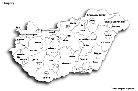 Sample Maps for Hungary (black-white,shadowy)
