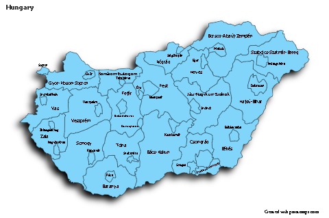 Sample Maps for Hungary (blue,shadowy)