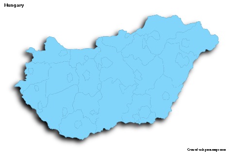 Sample Maps for Hungary (blue,outline,shadowy)
