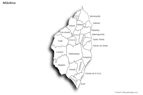 Mapas de muestra para Atlántico (blanco-negro,sombrío)