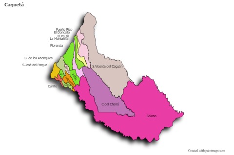 Sample Maps for Caquetá (colored,shadowy)