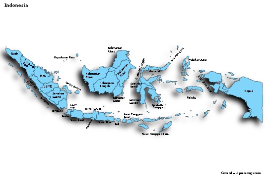 Contoh Peta untuk Indonesia (biru,bayangan)