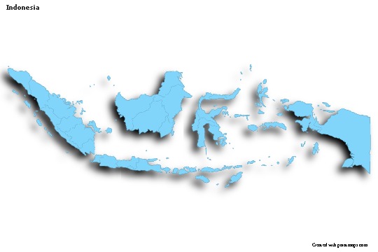 Contoh Peta untuk Indonesia (biru,garis luar,bayangan)