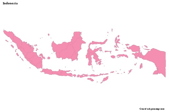 Contoh Peta untuk Indonesia (merah jambu,garis besar)