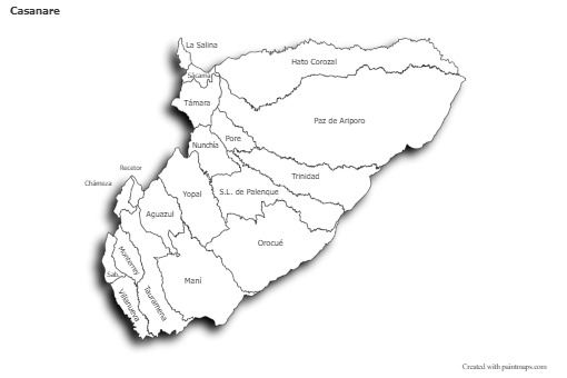 Casanare için Örnek Haritalar (siyah-beyaz,gölgeli)