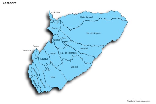 Casanare için Örnek Haritalar (mavi,gölgeli)
