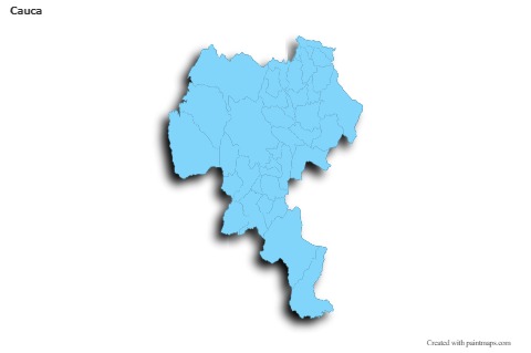 Mapas de muestra para Cauca (azul,contorno,sombrío)