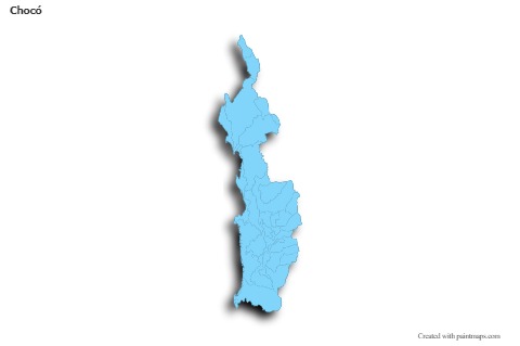 Contoh Peta untuk Chocó (biru,garis luar,bayangan)