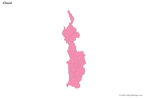 Contoh Peta untuk Chocó (merah jambu,garis besar)