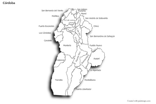 Contoh Peta untuk Córdoba (hitam-putih,bayangan)