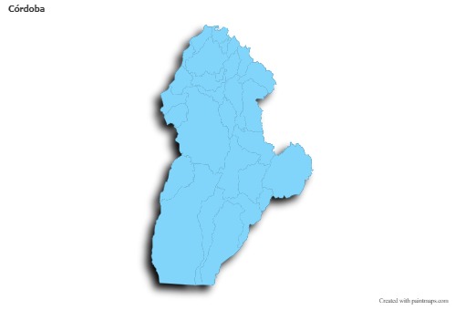 Contoh Peta untuk Córdoba (biru,garis luar,bayangan)