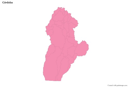 Contoh Peta untuk Córdoba (merah jambu,garis besar)