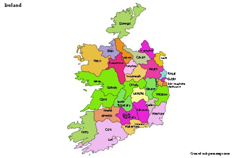 Contoh Peta untuk Irlandia (berwarna)