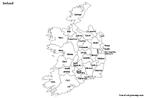 Contoh Peta untuk Irlandia (hitam-putih)