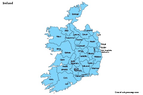 Contoh Peta untuk Irlandia (biru)